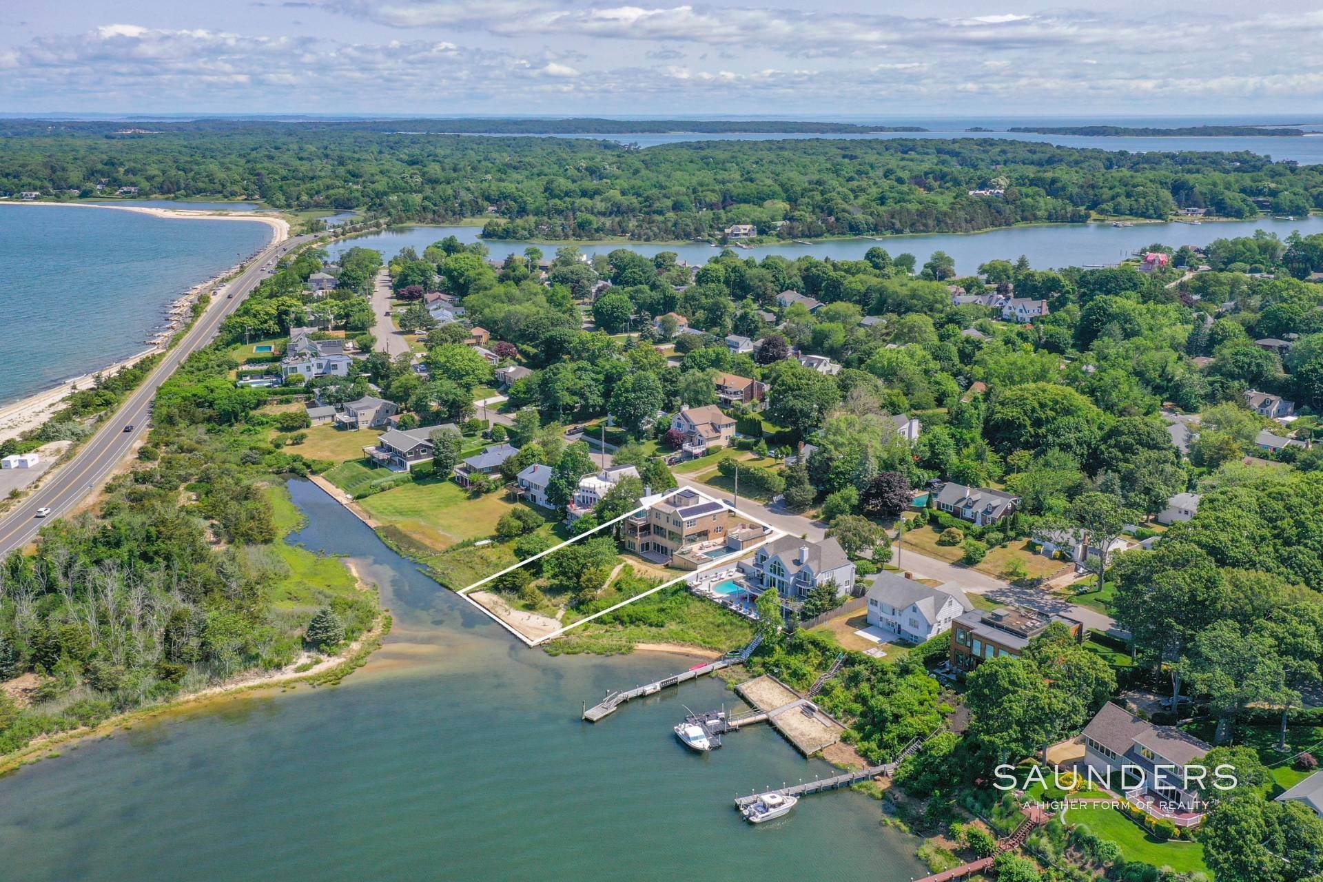 4. Single Family Homes for Sale at Waterfront Stunner In Sag Harbor With Pool 65 Cliff Drive, Noyack, Sag Harbor, NY 11963