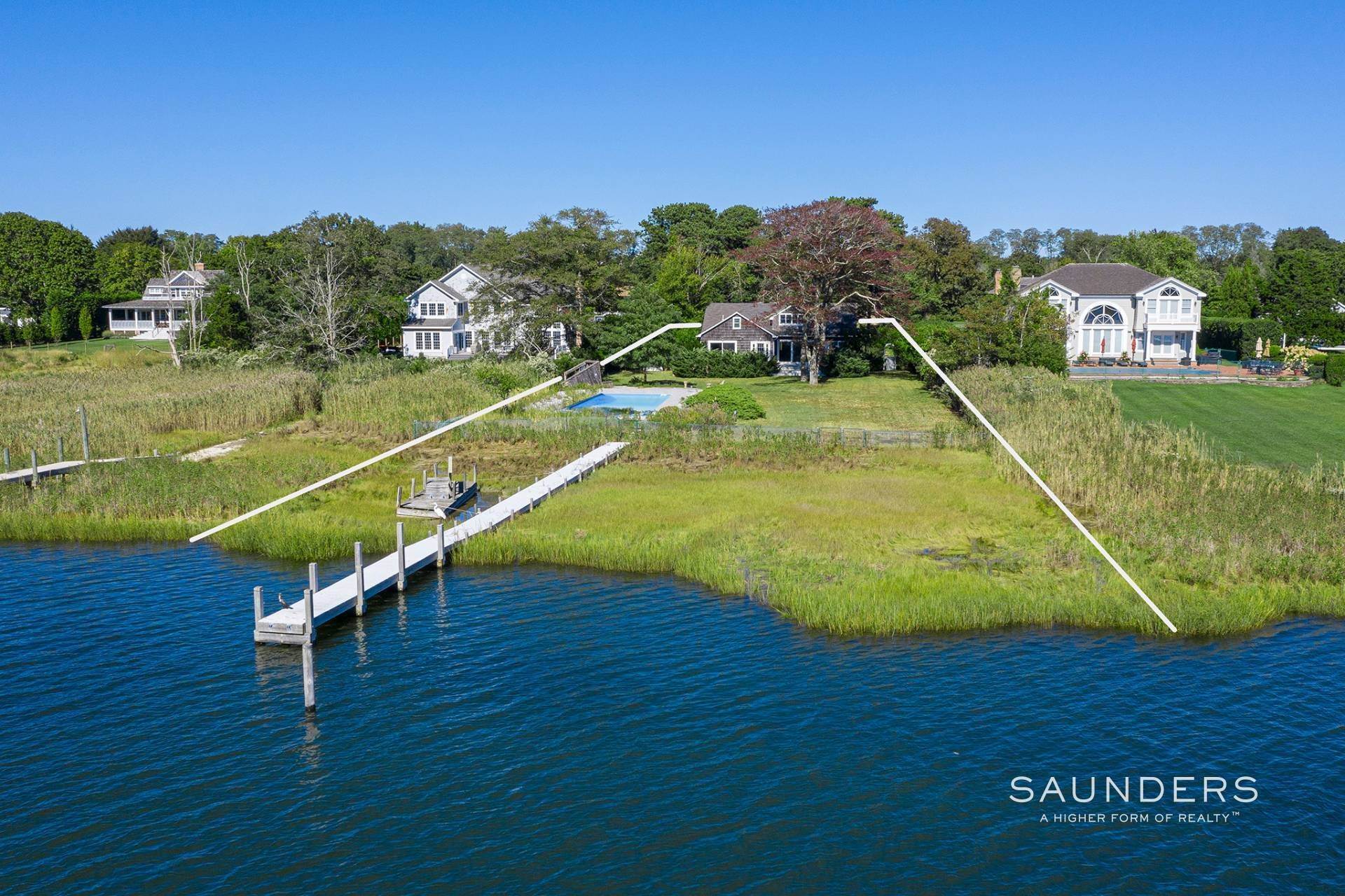 2. Single Family Homes for Sale at Waterfront Opportunity With Pool And Deep-Water Dock 24 Sunset Avenue, East Quogue, NY 11942